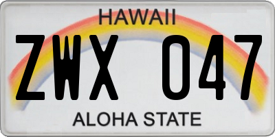 HI license plate ZWX047