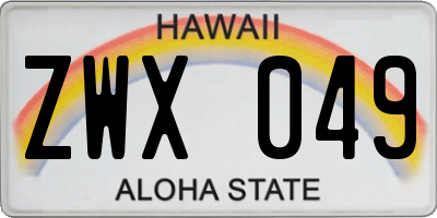 HI license plate ZWX049