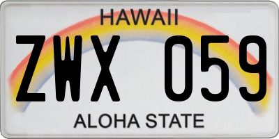 HI license plate ZWX059