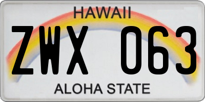 HI license plate ZWX063