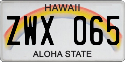 HI license plate ZWX065