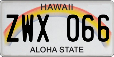 HI license plate ZWX066