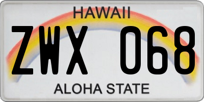 HI license plate ZWX068