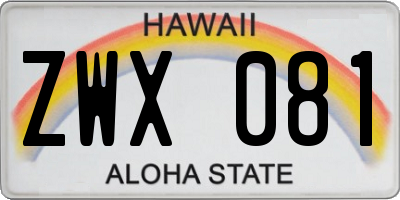 HI license plate ZWX081