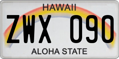 HI license plate ZWX090