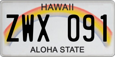 HI license plate ZWX091