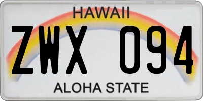 HI license plate ZWX094