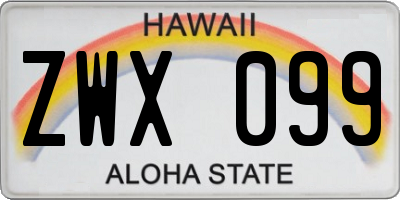 HI license plate ZWX099