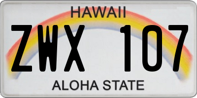 HI license plate ZWX107