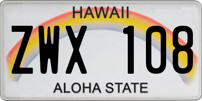 HI license plate ZWX108