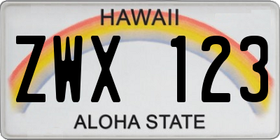 HI license plate ZWX123
