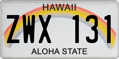 HI license plate ZWX131