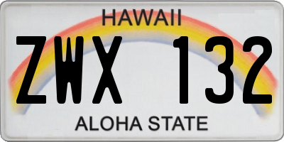 HI license plate ZWX132