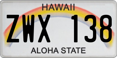 HI license plate ZWX138