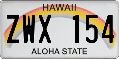 HI license plate ZWX154