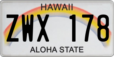 HI license plate ZWX178