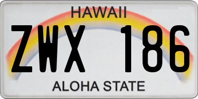 HI license plate ZWX186