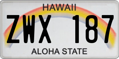 HI license plate ZWX187
