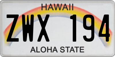 HI license plate ZWX194