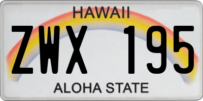 HI license plate ZWX195