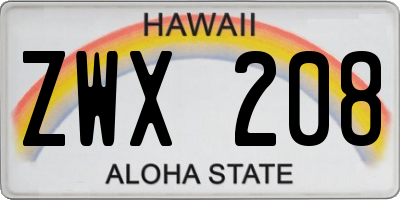 HI license plate ZWX208