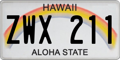 HI license plate ZWX211