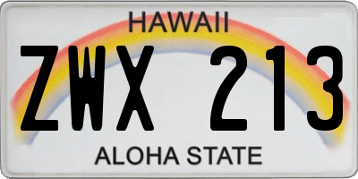 HI license plate ZWX213