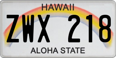 HI license plate ZWX218