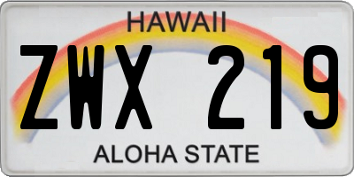 HI license plate ZWX219