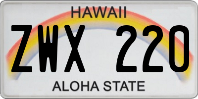 HI license plate ZWX220