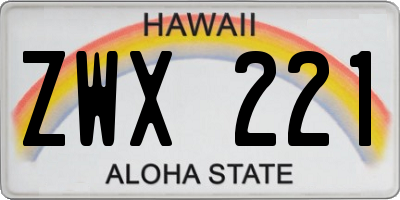 HI license plate ZWX221