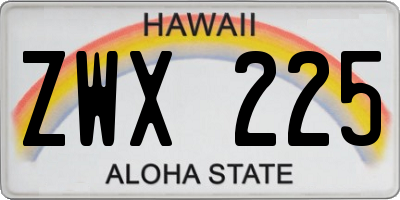 HI license plate ZWX225