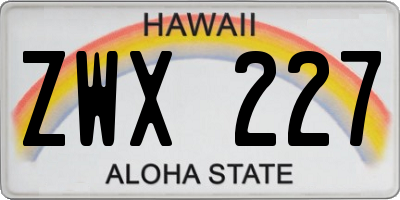 HI license plate ZWX227