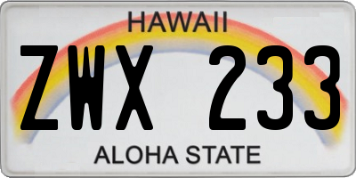 HI license plate ZWX233