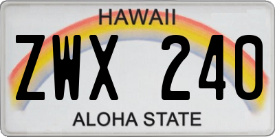 HI license plate ZWX240