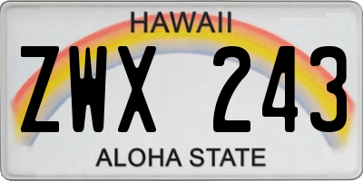 HI license plate ZWX243