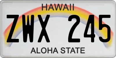 HI license plate ZWX245