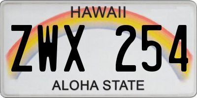 HI license plate ZWX254