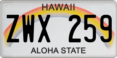 HI license plate ZWX259