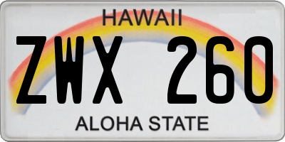 HI license plate ZWX260