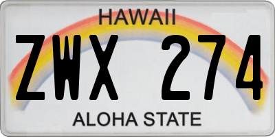HI license plate ZWX274