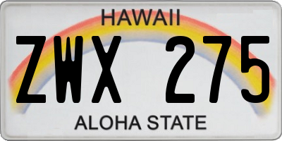 HI license plate ZWX275