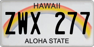 HI license plate ZWX277