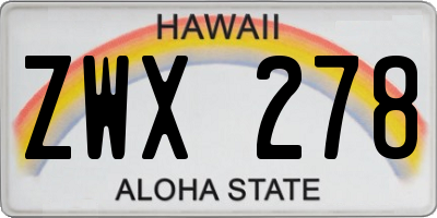 HI license plate ZWX278
