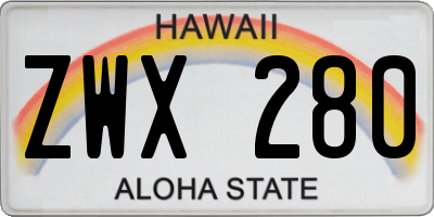 HI license plate ZWX280