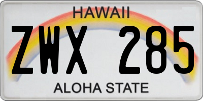 HI license plate ZWX285