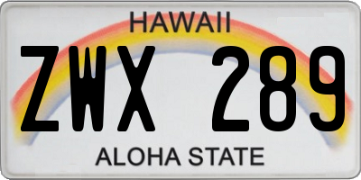 HI license plate ZWX289
