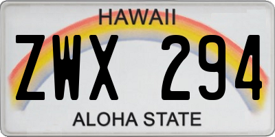 HI license plate ZWX294
