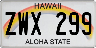 HI license plate ZWX299