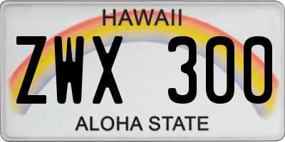HI license plate ZWX300